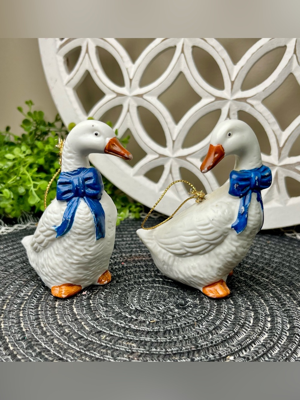 Vintage Geese Porcelain Ornament
Christmas Around the World Blue
Bows Set of 2